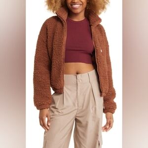 BP High Pile Fleece Zip-Up Jacket Cozy Brown Sherpa Jacket